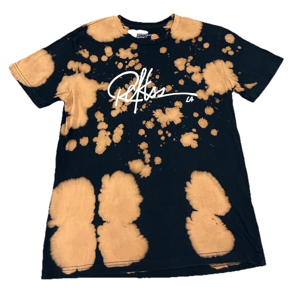 Unisex Young And Reckless Black Tie-Dye Graphic Crew Neck T-Shirt Size Medium